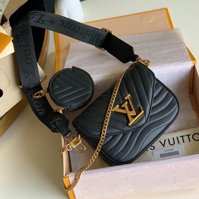 LOUIS VUITTON MULTI-POCHETTE BLACK CALFKIN 19CM CROSS BODY BAG