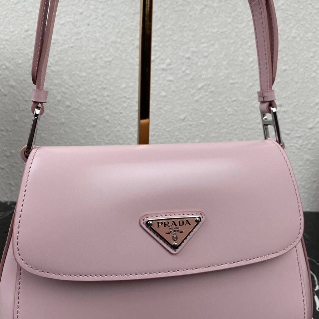 PRADA CLEO 24 PINK BRUSHED LEATHER SHOULDER BAG