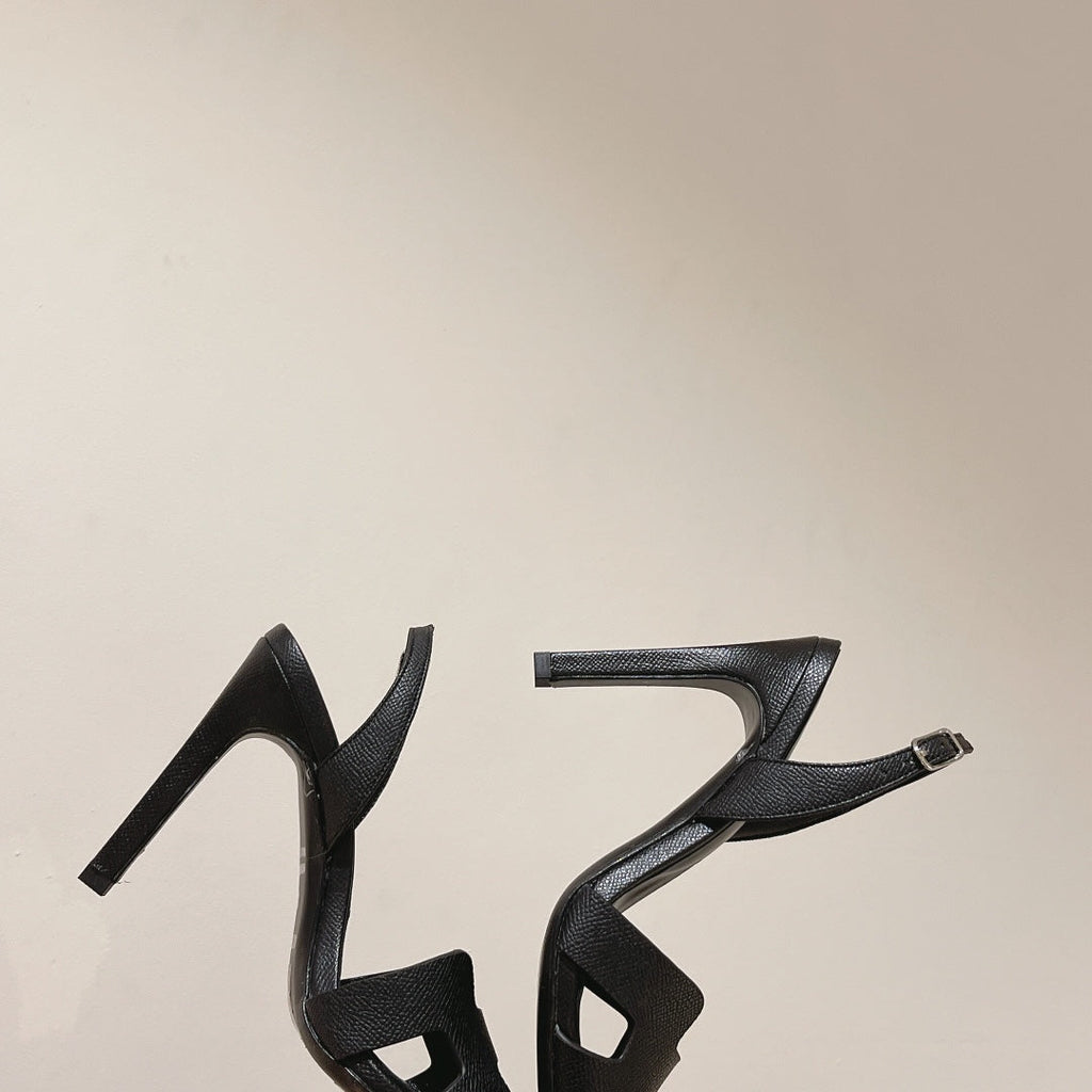 HERMES SLINGBACK SANDAL ETERNITE 105 BLACK LAMBSKIN