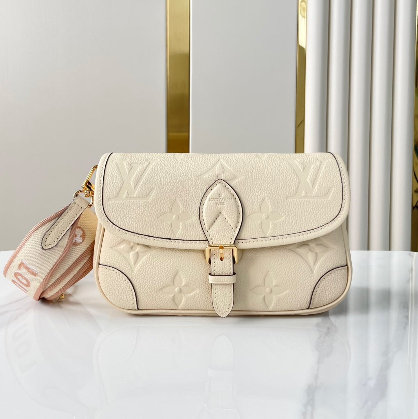 LOUIS VUITTON DIANE 23 IN CREAM MONOGRAM EMPREINTE LEATHER