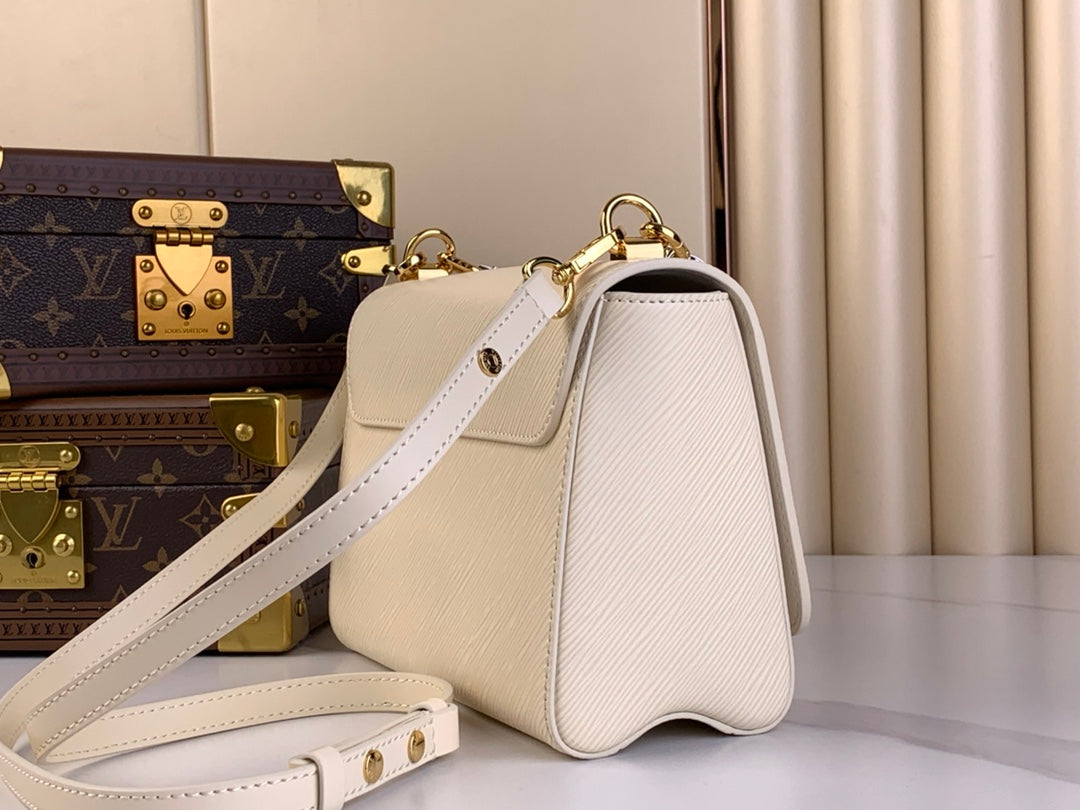 LOUIS VUITTON TWIST MM 23 IN QUARTZ WHITE EPI LEATHER GOLD HARDWARE