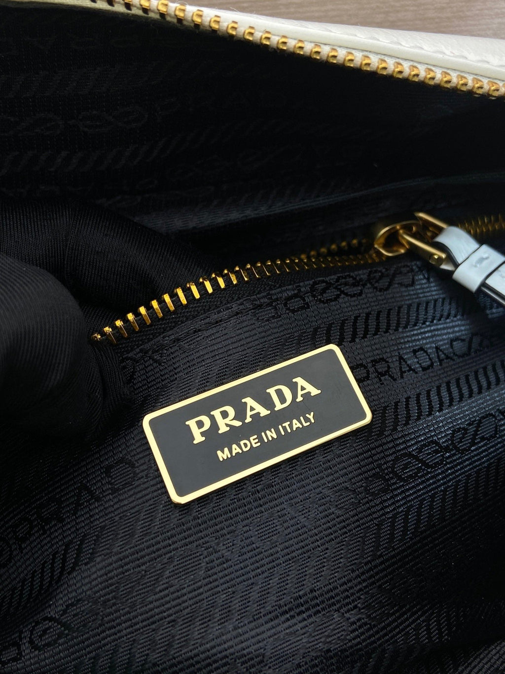 PRADA LARGE RECTANGULAR BAG 30 IN WHITE OIL WAX LAMBSKIN GOLD HARDWARE