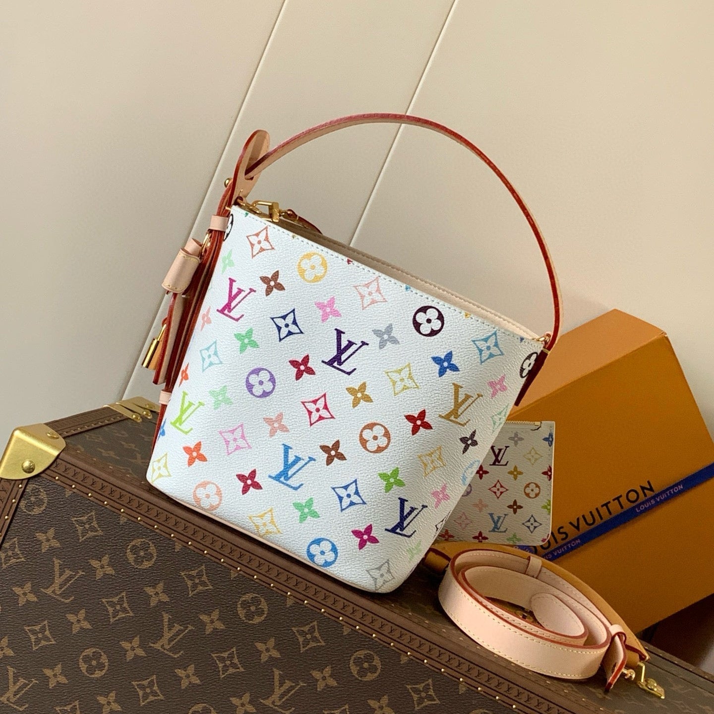 LOUIS VUITTON LV SHOULDER BAG 18 IN MULTICOLOR MONOGRAM CANVAS AND CALFSKIN