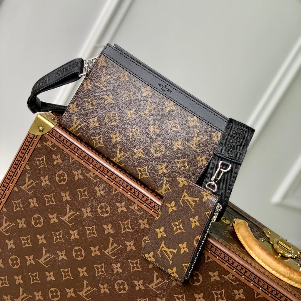 LOUIS VUITTON ANPHA WEARABLE WALLET 18 IN BROWN AND BLACK MONOGRAM CALFSKIN