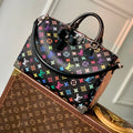 LOUIS VUITTON SPEEDY SOFT 30 IN COLORFUL MONOGRAM PATTERN AND BLACK COATED CANVAS