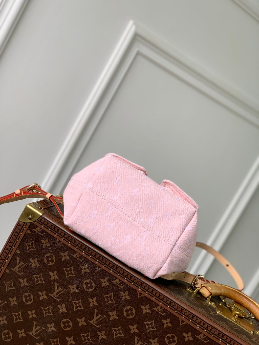 LOUIS VUITTON VENICE BACKPACK 24 IN PINK MONOGRAM DENIM GOLD HARDWARE