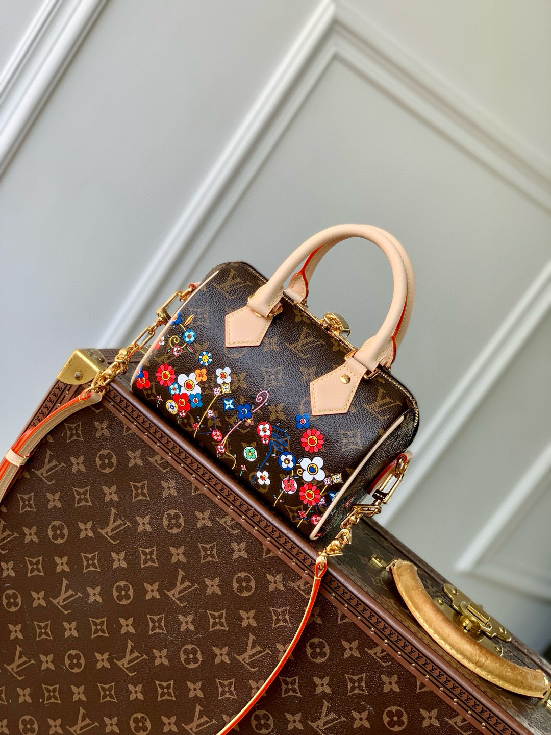 LOUIS VUITTON SPEEDY BANDOULIÈRE 20 BAG IN MULTICOLOR FLORAL CANVAS