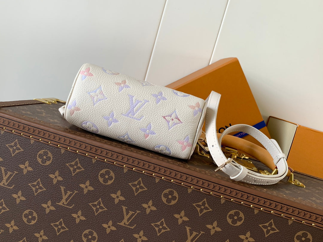 LOUIS VUITTON LV 25S NANO SPEEDY 16 IN BEIGE DREAM EMBOSSED TEXTURED CALFSKIN