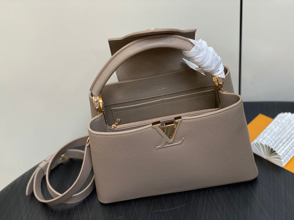 LOUIS VUITTON CAPUCINES MM 31 IN KHAKI BROWN TAURILLON
